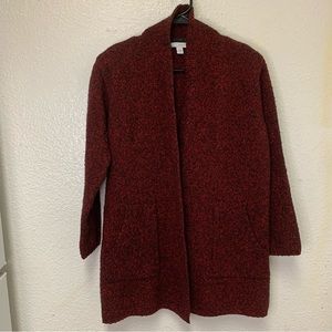 SWEATER Women's Pure Jill Red/Black Heathered Wool Blend Long Sweater Size XS
